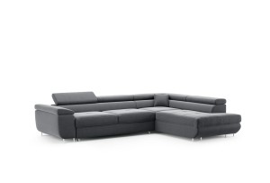 Ecksofa mit verstellbaren Kopfstützen Ontario graphit - Stoff Monolith 97