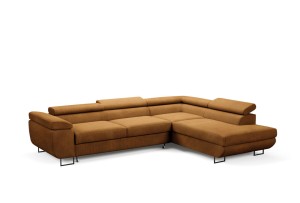 Ecksofa mit verstellbaren Kopfstützen Ontario honiggelb - Stoff Poso 01