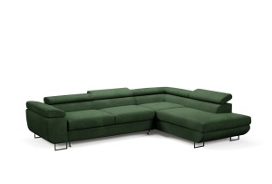 Ecksofa mit verstellbaren Kopfstützen Ontario dunkelgrün - Stoff Poso 14