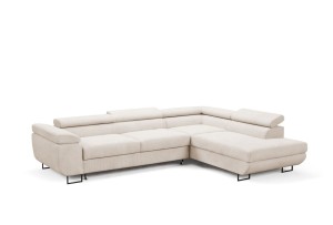 Ecksofa mit verstellbaren Kopfstützen Ontario beige - Stoff Poso 105