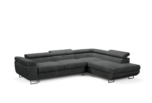 Ecksofa mit verstellbaren Kopfstützen Ontario anthrazit - Stoff Poso 115