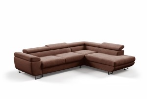 Ecksofa mit verstellbaren Kopfstützen Ontario boucle braun - Stoff Abriamo 12