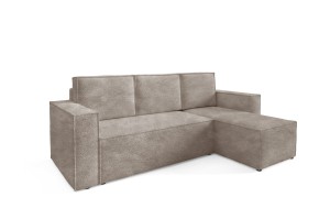 Ecksofa Korda beige mit Schlaffunktion - Stoff Abriamo 03