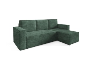 Ecksofa Korda dunkelgrün mit Schlaffunktion - Stoff Abriamo 09