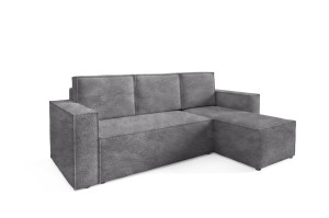 Ecksofa Korda grau mit Schlaffunktion - Stoff Abriamo 07