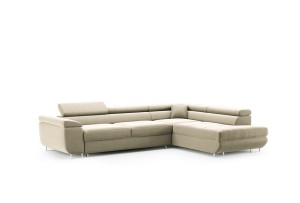 Ecksofa mit verstellbaren Kopfstützen Ontario beige - Stoff Monolith 04