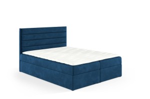 Boxspringbett Bino 180x200cm dunkelblau - Stoff Riviera 81