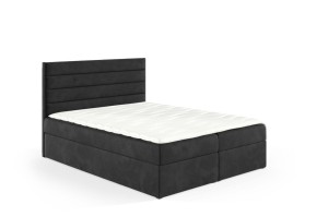 Boxspringbett Bino 120x200cm schwarz - Stoff Riviera 100