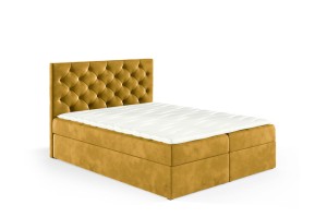 Boxspringbett Lara 120x200cm goldgelb - Stoff Riviera 41