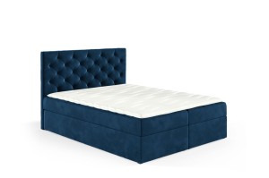 Boxspringbett Lara 120x200cm dunkelblau - Stoff Riviera 81