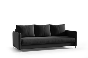 Sofa mit Schlaffunktion Bella 3-Sitz schwarz - Stoff Riviera 100