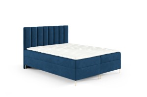 Boxspringbett mit Füßen Nila 200x200cm dunkelblau - Stoff Riviera 81