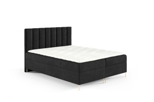 Boxspringbett mit Füßen Nila 200x200cm schwarz - Stoff Riviera 100