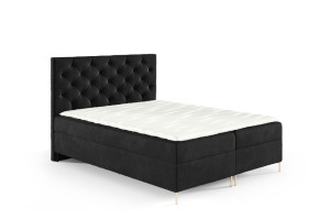 Boxspringbett mit Füßen Lara 180x200cm schwarz - Stoff Riviera 100