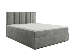 Boxspringbett Ortez 160x200cm hellgrau - Stoff Riviera 91