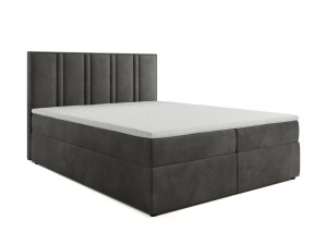 Boxspringbett Ortez 180x200cm grau - Stoff Riviera 95