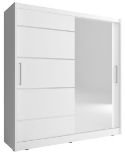 Schwebetür Kleiderschrank Maya 1 Alu 180 Spiegel weiß