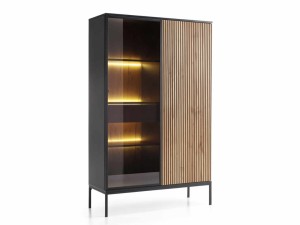 Hochvitrine Sento WT-104 schwarz + Wotan Eiche