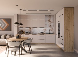 Küchenmöbel-Set Solea Cashmere 310 + 180 cm mit Arbeitsplatte