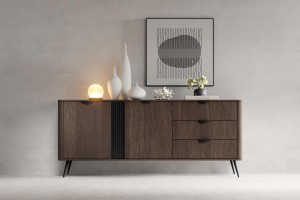 Kommode D Veris 2d3s 195cm Eiche Dunin + Schwarz