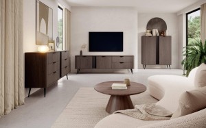 Wohnzimmermöbel-Set "A" Veris Eiche Dunin + Schwarz