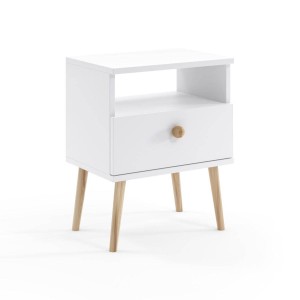 Nachttisch Bolea 1S 44 cm mit Schublade - weiß