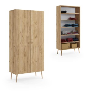 Drehtürenschrank Bolea 2D 87 cm mit Regal - Eiche Craft Gold