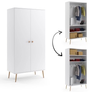 Drehtürenschrank Bolea 2D 100 cm mit Kleiderstange -  weiß