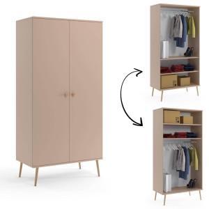 Drehtürenschrank Bolea 2D 100 cm mit Kleiderstange - Macchiato