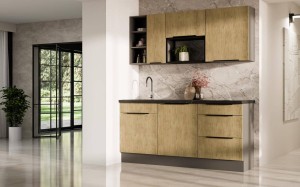 Küchenzeile Cremona Anthrazit 180 cm 8 Schränke mit Arbeitsplatte