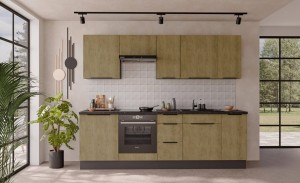 Küchenzeile Cremona Anthrazit 260 cm 10 Schränke mit Arbeitsplatte