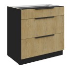 Unterschrank Cremona schwarz 80 D 3S BB
