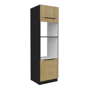  Umbauschrank für Backofen und Mikrowelle Cremona schwarz 60 DPM-210 2F