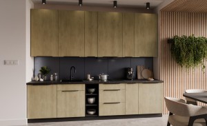 Küchenzeile Cremona schwarz 300 cm 12 Schränke