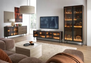 Wohnzimmer-Set LUMI Eiche Dunin/ schwarz