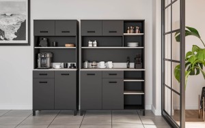Buffet-Set "B" Küchenkredenz Linda anthrazit