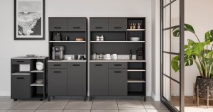 Buffet-Set "A" Küchenkredenz Linda anthrazit