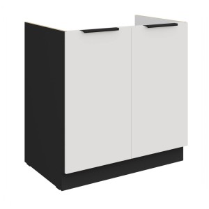 Spülenunterschrank Aria weiß/schwarz 80 ZL 2F BB