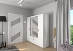 Drehtür Kleiderschrank Schubladen Spiegel Elena 4D 4-türig weiß