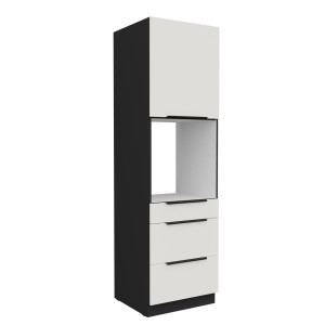 Backofenumbauschrank Aria weiß/schwarz 60 DPS-210 3S 1F