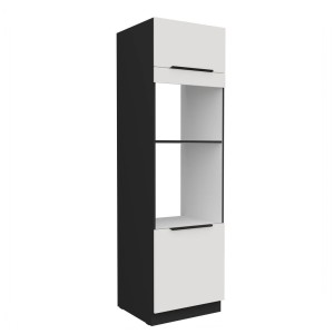 Umbauschrank für Backofen und Mikrowelle Aria weiß/schwarz 60 DPM-210 2F