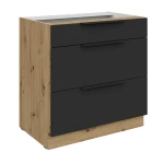 Unterschrank Aria schwarz/artisan 80 D 3S BB