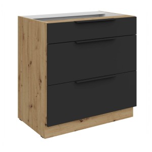 Unterschrank Aria schwarz/artisan 80 D 3S BB
