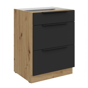 Unterschrank Aria schwarz/artisan 60 D 3S BB