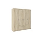 Drehtür Kleiderschrank Elena 4D 4-türig mit Schubladen sonoma eiche