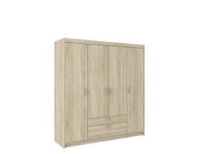 Drehtür Kleiderschrank Elena 4D 4-türig mit Schubladen sonoma eiche
