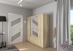 Drehtür Kleiderschrank Elena 4D 4-türig mit Spiegel u. Schubladen sonoma eiche