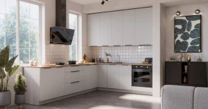 Küchenmöbel-Set Aria weiß/weiß 290x230 cm mit Arbeitsplatte