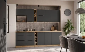 Küchenmöbel-Set Aria grafit/artisan 255 cm mit Arbeitsplatte