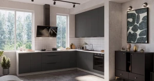 Küchenmöbel-Set Aria graphit/weiß 290x230 cm